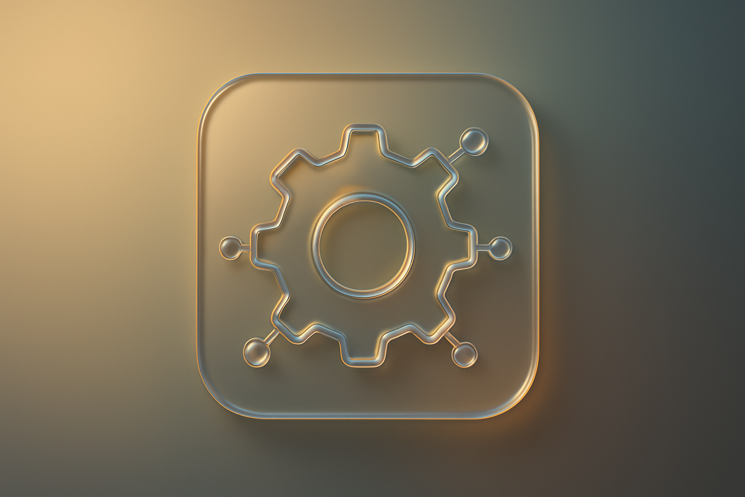 Glass gear icon representing CRM and marketing automation